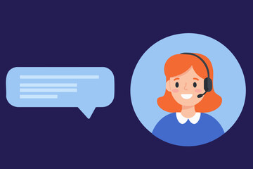 Smiling Woman Call Center Agent with Headset Illustration