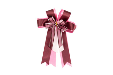 An elegant pink gift bow on a white background. Perfect decoration for gift wrapping, Christmas,...