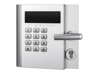 Modern Digital Door Lock with Numeric Keypad and Lever Handle, Isolated PNG