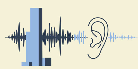 Obraz premium Sound Wave and Human Ear Conceptual Illustration