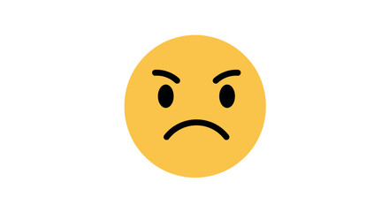 Fototapeta premium Angry face emoji with frown and furrowed brows on white background vector illustration