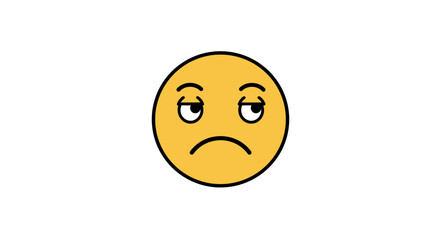 Fototapeta premium Yellow emoji with unimpressed face and upward eyes on white background vector illustration