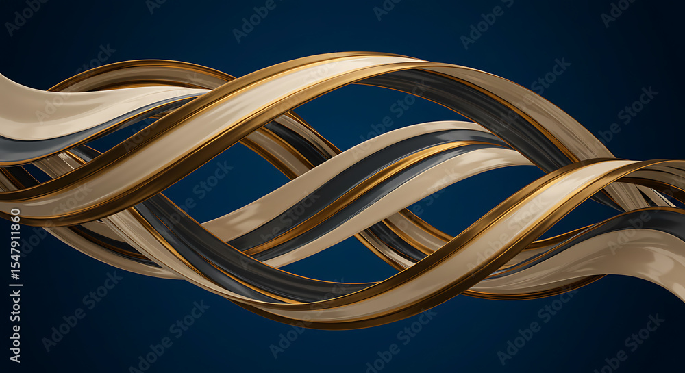Poster dynamic ribbons: intertwined ribbons in a symphony of elegant design. with smooth and polished textu