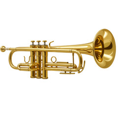 Obraz premium Golden Trumpet with Reflective Surface Against White Background