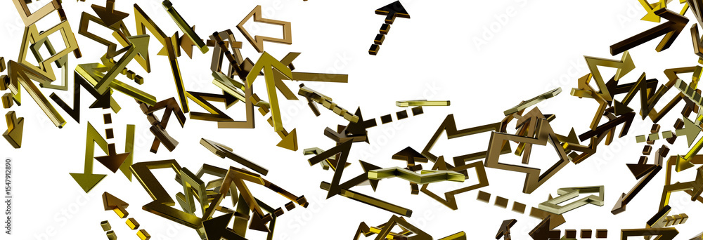 Poster high-quality stock photo of abstract gold arrows on white background. perfect for presentations or d
