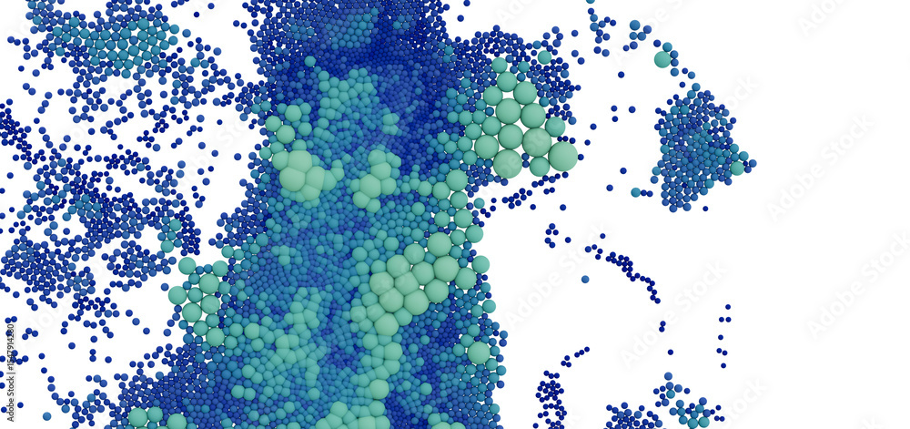 Poster stunning abstract background image featuring clusters of blue and green spheres. ideal for tech, sci