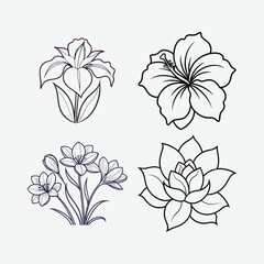 Obraz premium Collection of floral designs with various flowers isolated on white background.