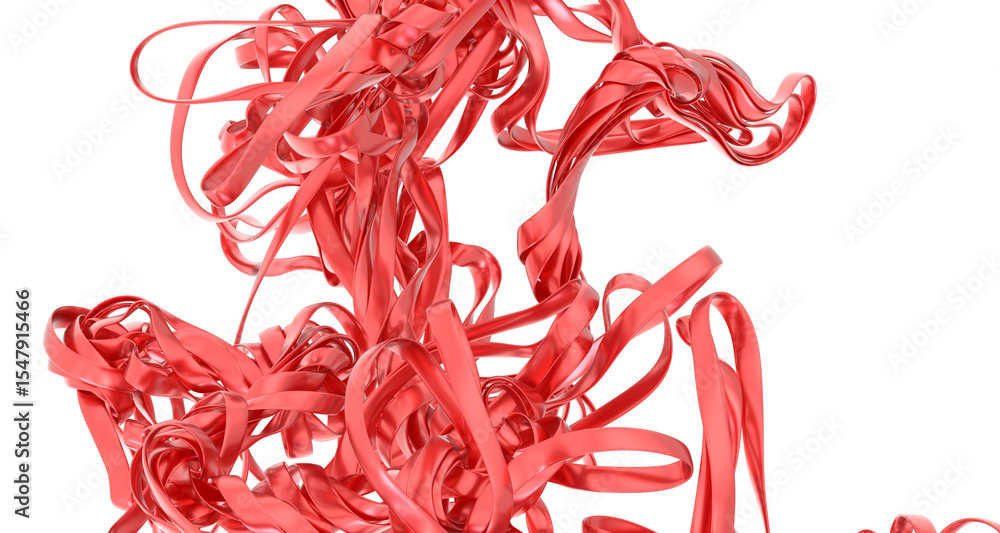 Poster High-resolution image of flowing red ribbons, perfect for abstract backgrounds or design projects.
