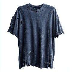 Ripped and Torn Dark Gray T-Shirt Isolated on White