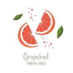 Fresh grapefruit, fresh juice on white background 