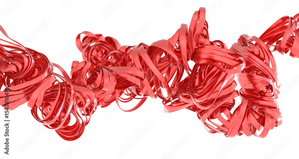 Poster High-resolution image of abstract red ribbons swirling dynamically. Perfect for design projects needing a modern, artistic touch.