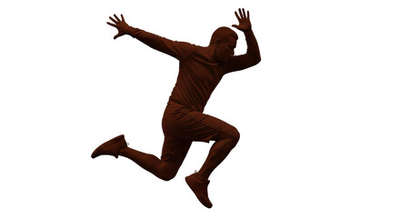 Isolated Silhouette of Running Man Jumping