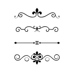 Page Divider And Design Elements. Set of Various Simple Black Divider Design, Assorted Divider Collection Template Vector. Collection of floral dividers elements mega decoration for Calligraphy.
