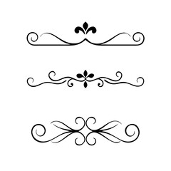 Page Divider And Design Elements. Set of Various Simple Black Divider Design, Assorted Divider Collection Template Vector. Collection of floral dividers elements mega decoration for Calligraphy.
