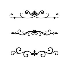 Page Divider And Design Elements. Set of Various Simple Black Divider Design, Assorted Divider Collection Template Vector. Collection of floral dividers elements mega decoration for Calligraphy.
