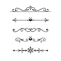 Page Divider And Design Elements. Set of Various Simple Black Divider Design, Assorted Divider Collection Template Vector. Collection of floral dividers elements mega decoration for Calligraphy.
