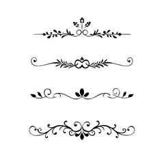 Page Divider And Design Elements. Set of Various Simple Black Divider Design, Assorted Divider Collection Template Vector. Collection of floral dividers elements mega decoration for Calligraphy.
