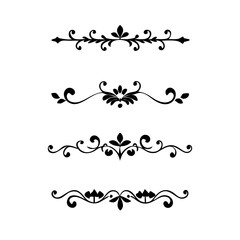 Page Divider And Design Elements. Set of Various Simple Black Divider Design, Assorted Divider Collection Template Vector. Collection of floral dividers elements mega decoration for Calligraphy.
