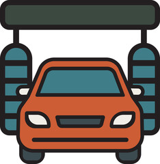 Car In Service Station Icon Garage With Lifts Maintenance And Repair Scene