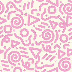 Abstract Pink and Cream Geometric Pattern Seamless Vector Design for Textile, Wallpaper, and Fabric