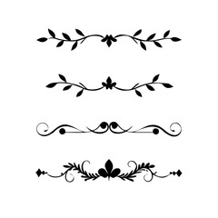 Page Divider And Design Elements. Set of Various Simple Black Divider Design, Assorted Divider Collection Template Vector. Collection of floral dividers elements mega decoration for Calligraphy.
