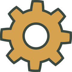Yellow Gear Wheel For Vehicle Parts UI And Engineering Symbols