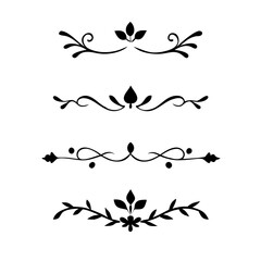 Page Divider And Design Elements. Set of Various Simple Black Divider Design, Assorted Divider Collection Template Vector. Collection of floral dividers elements mega decoration for Calligraphy.
