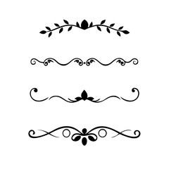 Page Divider And Design Elements. Set of Various Simple Black Divider Design, Assorted Divider Collection Template Vector. Collection of floral dividers elements mega decoration for Calligraphy.
