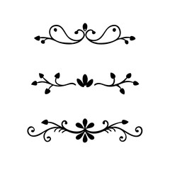 Page Divider And Design Elements. Set of Various Simple Black Divider Design, Assorted Divider Collection Template Vector. Collection of floral dividers elements mega decoration for Calligraphy.
