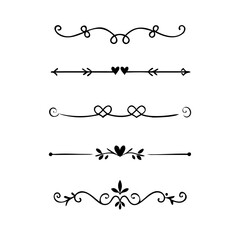 Page Divider And Design Elements. Set of Various Simple Black Divider Design, Assorted Divider Collection Template Vector. Collection of floral dividers elements mega decoration for Calligraphy.
