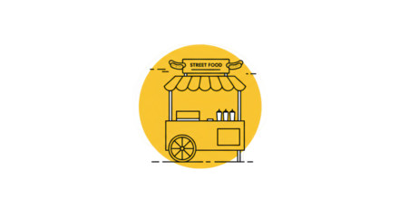 Street Food Cart Illustration: Simple Yellow Icon