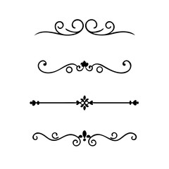 Page Divider And Design Elements. Set of Various Simple Black Divider Design, Assorted Divider Collection Template Vector. Collection of floral dividers elements mega decoration for Calligraphy.

