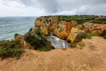 Scenic Coastal Cliffs and Rock Formations by the Sea