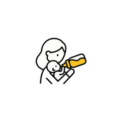 A mother lovingly feeding her baby.