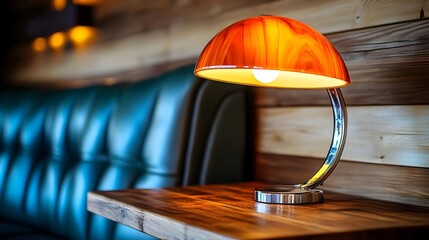 Table lamp, Desk lamp, Lamp, Illuminated Modern Table Lamp on Wooden Surface