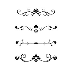 Page Divider And Design Elements. Set of Various Simple Black Divider Design, Assorted Divider Collection Template Vector. Collection of floral dividers elements mega decoration for Calligraphy.
