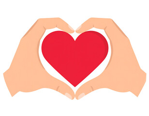 Heart Shaped Hands: Two hands forming a heart shape around a red heart symbol.