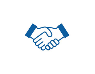 Handshake Icon: A simplified, graphic representation of two hands clasped together, symbolizing agreement, partnership, and collaboration.