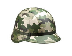 Camouflage Helmet: A sturdy camouflage helmet, expertly crafted to blend seamlessly into the rugged terrain, symbolizing protection, readiness, and the unwavering spirit of those who serve.