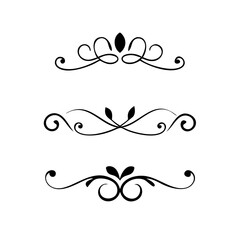 Page Divider And Design Elements. Set of Various Simple Black Divider Design, Assorted Divider Collection Template Vector. Collection of floral dividers elements mega decoration for Calligraphy.
