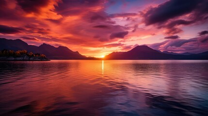 Fototapeta premium fjord scandinavian sun