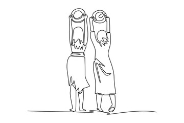 Friendship concept. Single line draw design. Vector graphic illustration