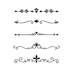 Page Divider And Design Elements. Set of Various Simple Black Divider Design, Assorted Divider Collection Template Vector. Collection of floral dividers elements mega decoration for Calligraphy.
