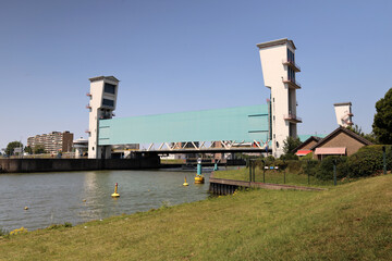 Obraz premium Flood barrier called Hollandsche IJsselkering and Algerabrug Bridge