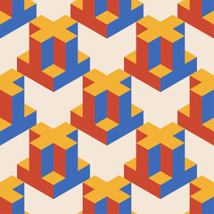 Trendy minimalist seamless pattern with abstract creative geometric composition