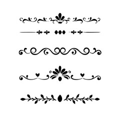 Page Divider And Design Elements. Set of Various Simple Black Divider Design, Assorted Divider Collection Template Vector. Collection of floral dividers elements mega decoration for Calligraphy.
