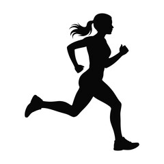 Woman Running Silhouette Fitness Exercise and Healthy Lifestyle Illustration