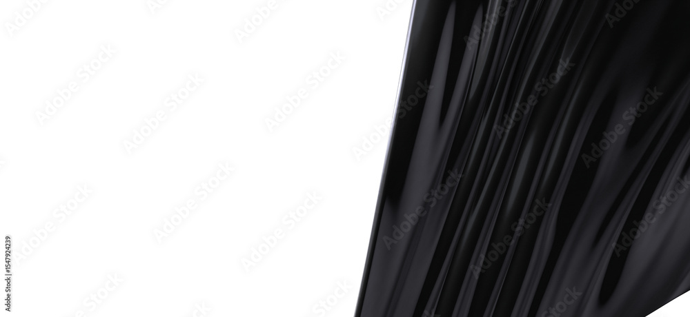 Poster High-quality image of a black fabric with elegant drapes. Perfect for backgrounds and design projects.