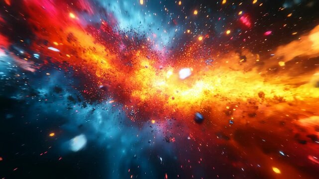 A spectacular flight through the heart of a fiery cosmic explosion, a supercharged visual of chaos and creation, perfect for action movie trailers or sci-fi video games.