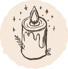 Hand-drawn candle in chalk style